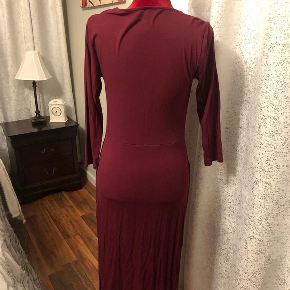 ANN TAYLOR formal evening wrap burgundy midi dress/size S - Picture 6 of 11